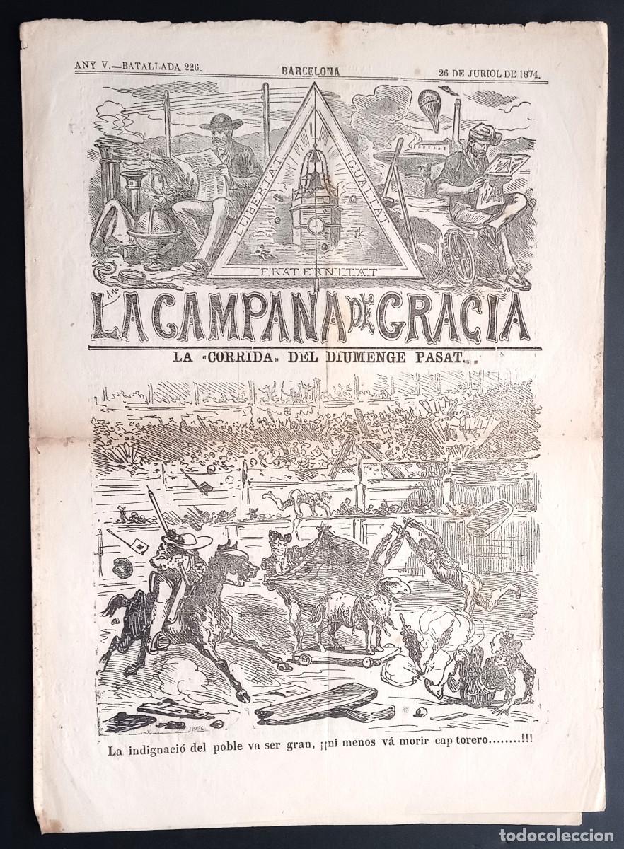 Coleccionismo de revistas y peri&oacute;dicos: LA CAMPANA DE GRACIA - ANY V, BATALLADA 226 - 26 DE JURIOL DE 1874