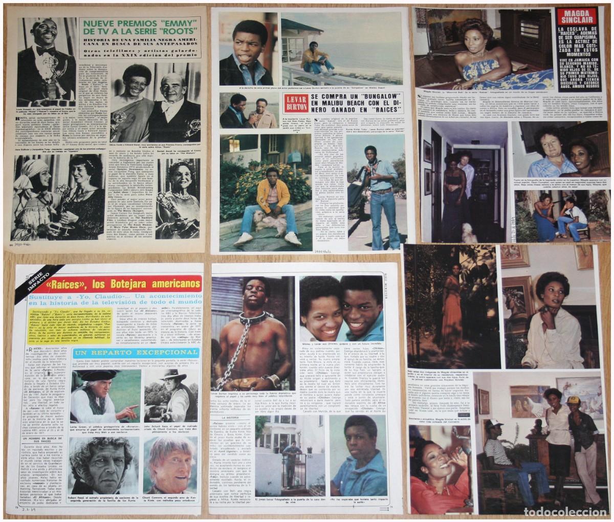 Coleccionismo de revistas y peri&oacute;dicos: ROOTS TV SERIES 1970s lote de prensa clippings photos articles Magda Sinclair Raices
