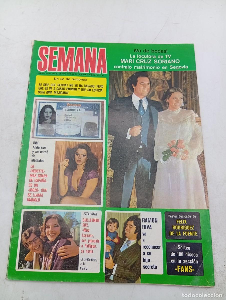 Coleccionismo de revistas y peri&oacute;dicos: REVISTA SEMANA. N&ordm; 1980. A&Ntilde;O 1978. BODA DE MARI CRUZ SORIANO. BIBI ANDERSEN Y SU CARNET DE ... LEER