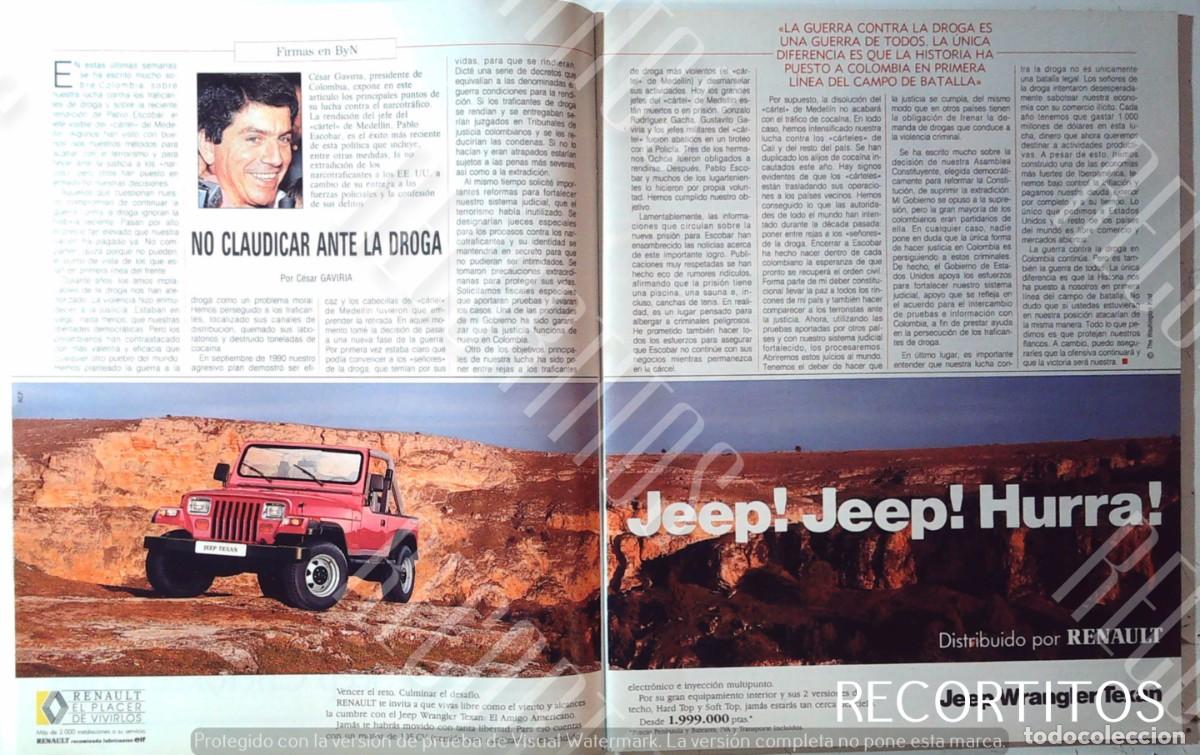 Coleccionismo de revistas y peri&oacute;dicos: renault jeep cherokee chief anuncio publicidad jeep jeep wrangler texas
