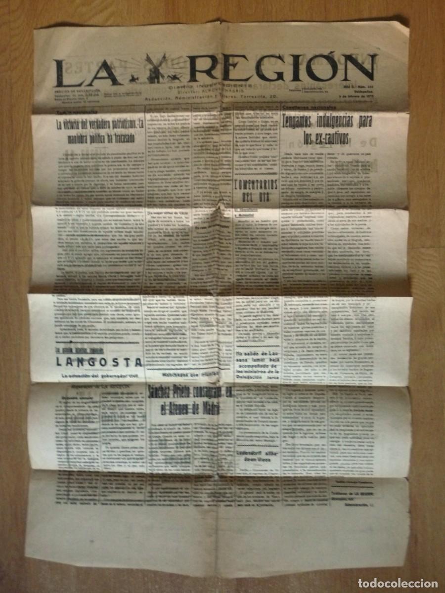 Collection Magazines and Newspapers: PERIODICO LA REGION. VALDEPE&Ntilde;AS. 9 DE FEBRERO DE 1923