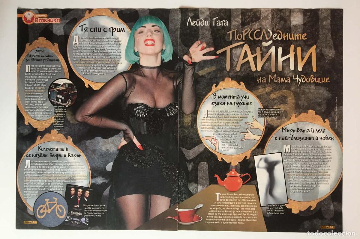 Coleccionismo de revistas y peri&oacute;dicos: Lady Gaga Vintage Magazine Article Clipping Spread A3 - Bravo Magazine Bulgaria Music