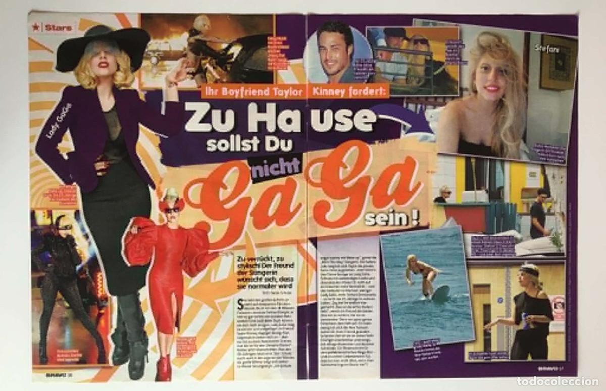Coleccionismo de revistas y peri&oacute;dicos: Lady Gaga & Taylor Kinney Vintage Magazine Article Clipping Spread A3 - Bravo Germany Music