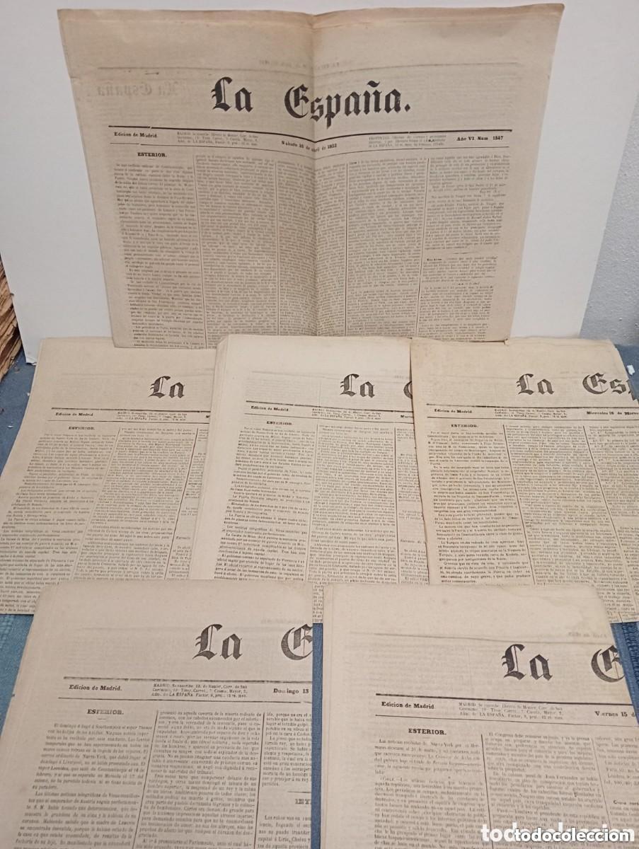 Coleccionismo de revistas y peri&oacute;dicos: LA ESPA&Ntilde;A. EDICI&Oacute;N DE MADRID. A&Ntilde;O 1853. CONJUNTO DE 6 NOTICIARIOS. RAROS