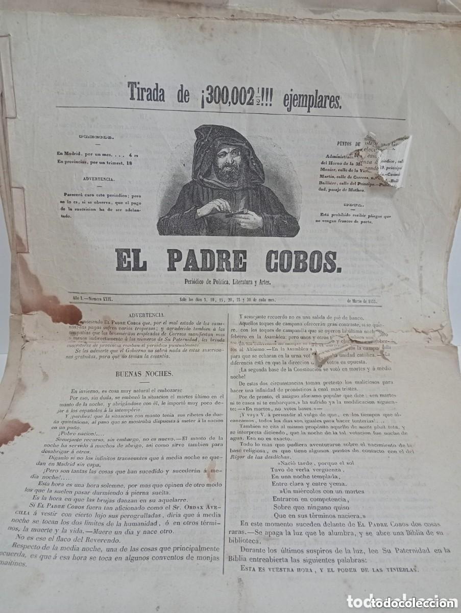 Collezionismo di Riviste e Giornali: EL PADRE COBOS. PERI&Oacute;DICO DE POL&Iacute;TICA, LITERATURA ARTES. N&Uacute;M 29 (MARZO 1855) AL 46 (MAYO 1855) + SUP