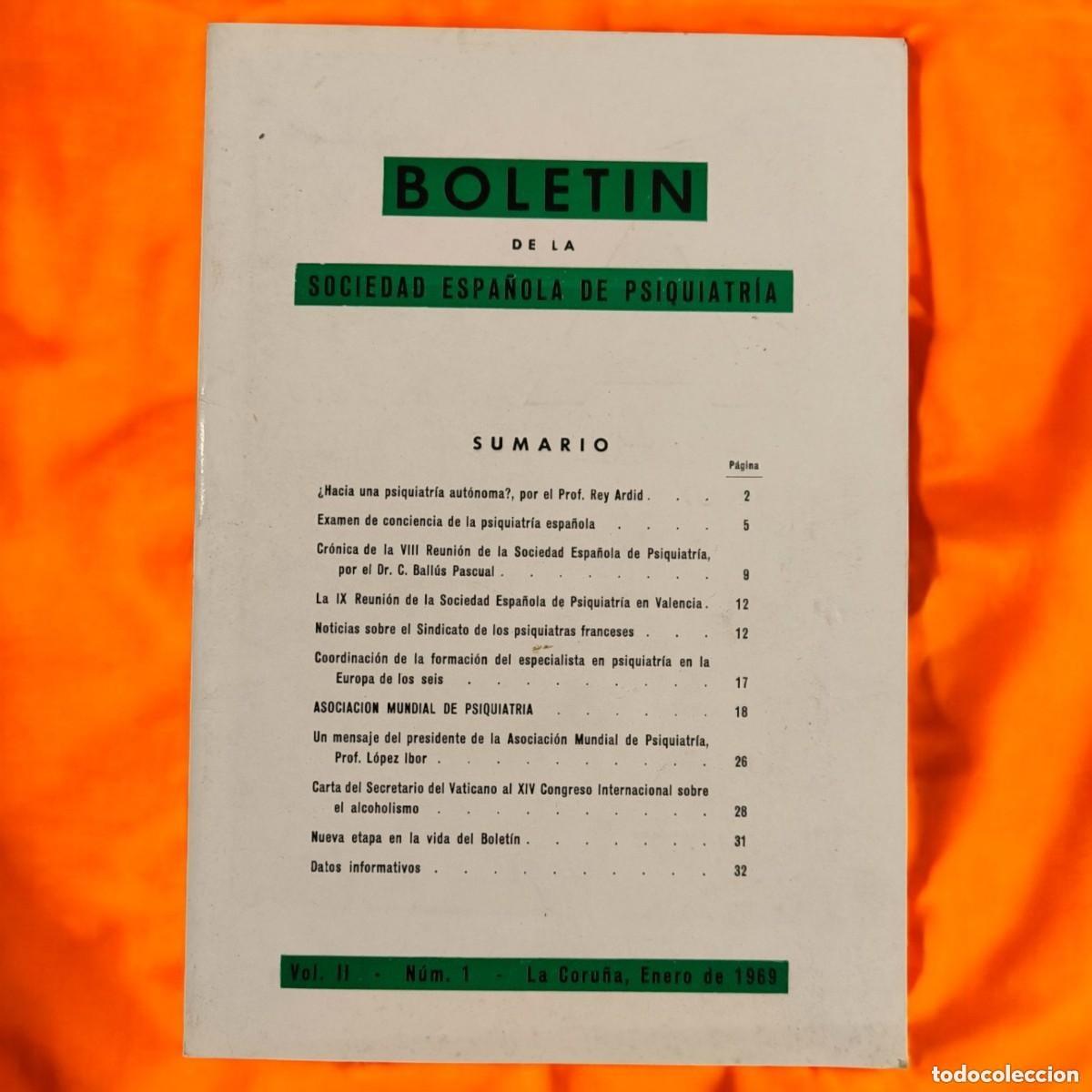 Sammeln von Zeitschriften und Zeitungen: Bolet&iacute;n de la Sociedad Espa&ntilde;ola de Psiquiatr&iacute;a &ndash; Vol. II, N&ordm; 1 &ndash; La Coru&ntilde;a, Enero de 1969