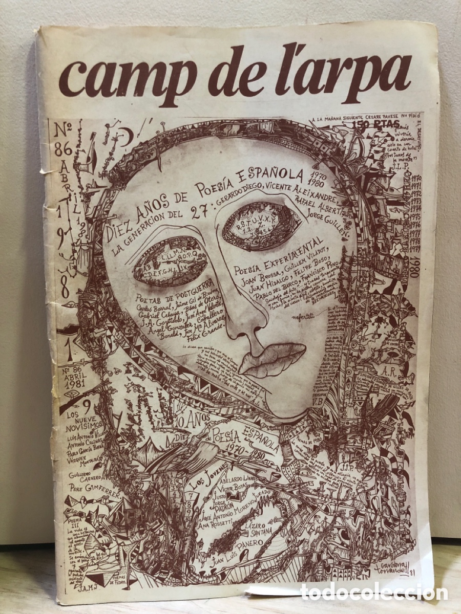 Collezionismo di Riviste e Giornali: Camp de l&rsquo;arpa N&ordm;86, Diez a&ntilde;os de poes&iacute;a espa&ntilde;ola