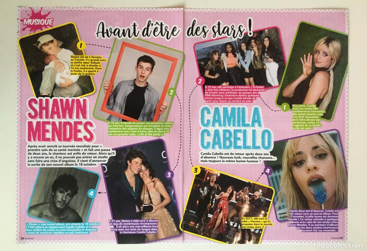 Coleccionismo de revistas y peri&oacute;dicos: Shawn Mendes & Camila Cabello Original 2-Page Article Clipping A3 - YouStar Magazine France