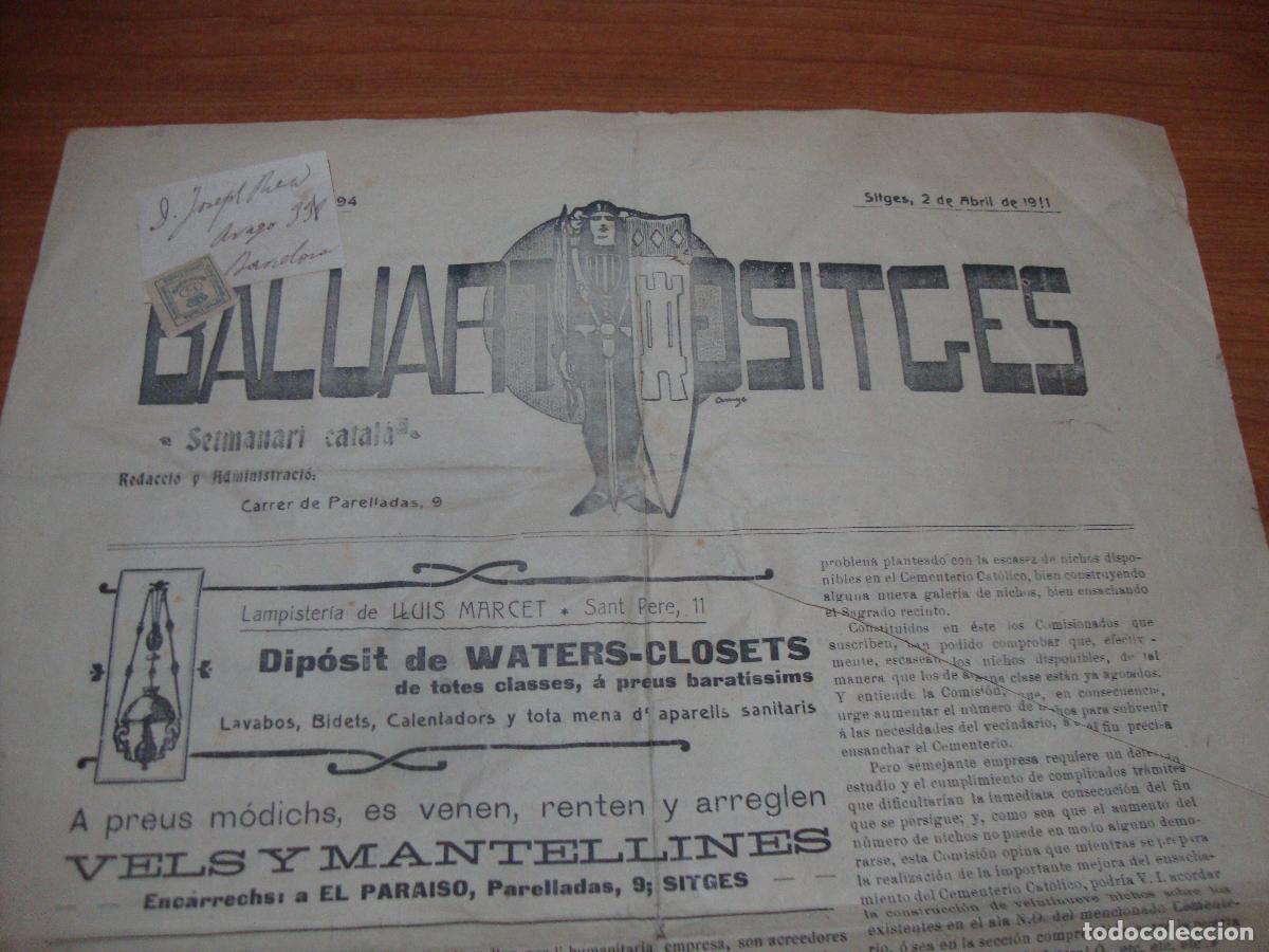 Coleccionismo de revistas y peri&oacute;dicos: PERIODICO ORIGINAL BALUART DE SITGES 2 ABRIL 1911