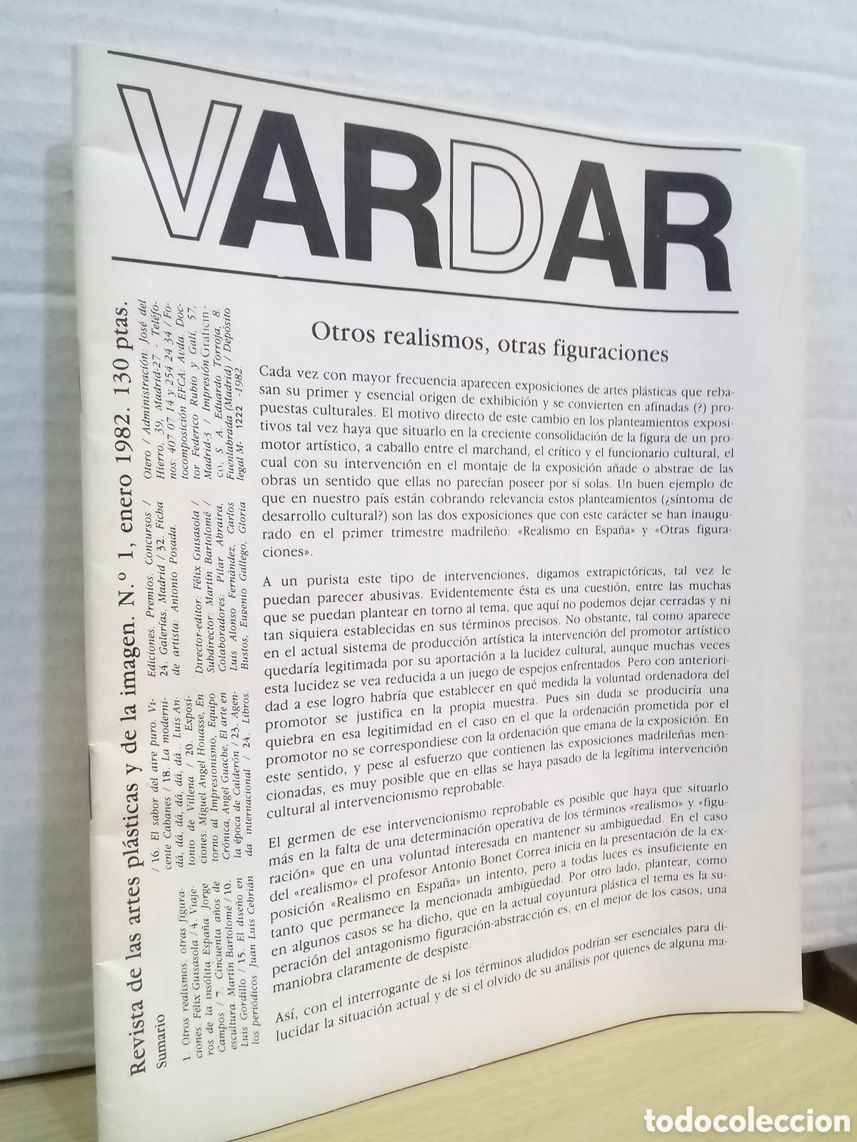 Sammeln von Zeitschriften und Zeitungen: VARDAR - Revista de las artes pl&aacute;sticas y de la imagen. N&ordm;. 1