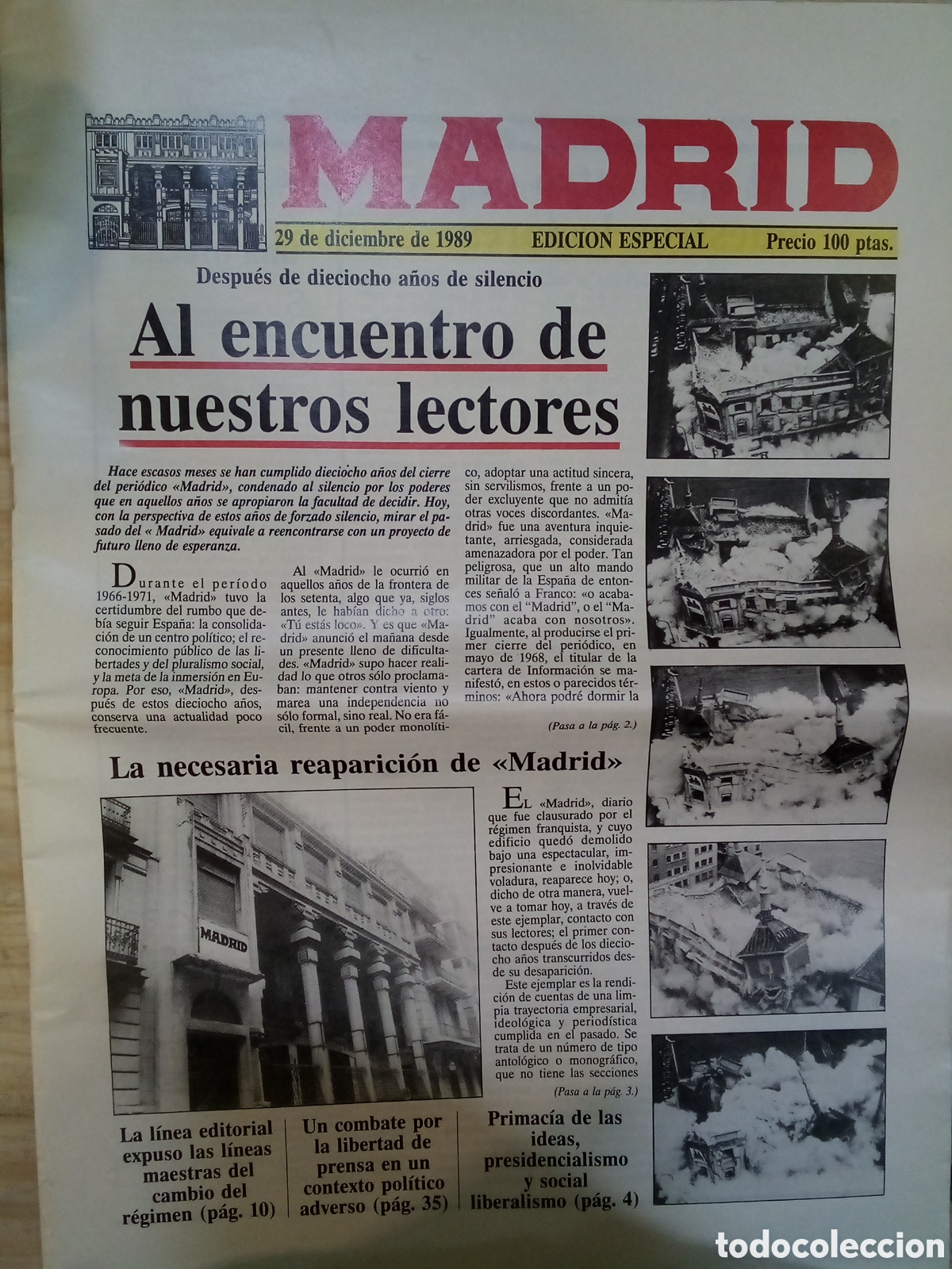 Sammeln von Zeitschriften und Zeitungen: Madrid. Edici&oacute;n especial. 29 de diciembre de 1989.