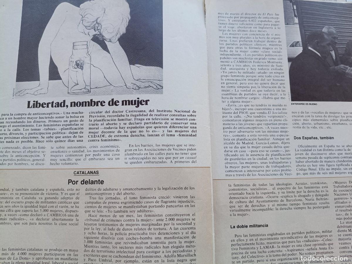 Coleccionismo de revistas y peri&oacute;dicos: DOSSIER SITUACI&Oacute;N DE LA MUJER Y EL MOVIMIENTO FEMINISTA. 5 PAGINAS DE CAMBIO 16 ABRIL 1977