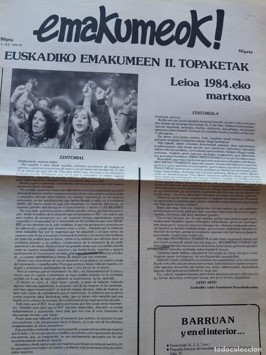 Coleccionismo de revistas y peri&oacute;dicos: EMAKUMEOK. II JORNADAS FEMINISTAS DE EUSKADI, MARZO 1984. PRESENTACI&Oacute;N, PONENCIAS, FOTOS HISTORICAS