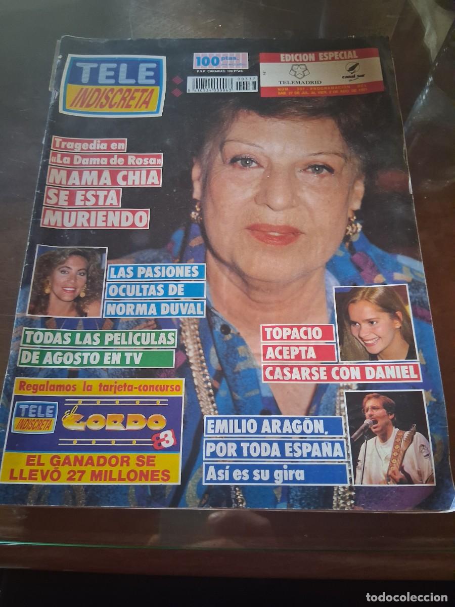 Coleccionismo de revistas y peri&oacute;dicos: Revista Tele indiscreta 337 Amalia P&eacute;rez Topacio Emilio Aragon