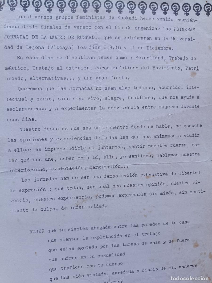 Coleccionismo de revistas y peri&oacute;dicos: LLAMAMIENTO A LAS MUJERES A PARTICIPAR EN LAS I JORNADAS DE LA MUJER DE EUSKADI, DICIEMBRE 1977