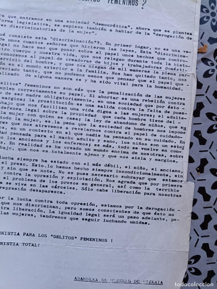 Coleccionismo de revistas y peri&oacute;dicos: PANFLETO DE LA ASAMBLEA DE MUJERES DE BIZKAIA POR LA AMNIST&Iacute;A PARA LOS DELITOS FEMENINOS