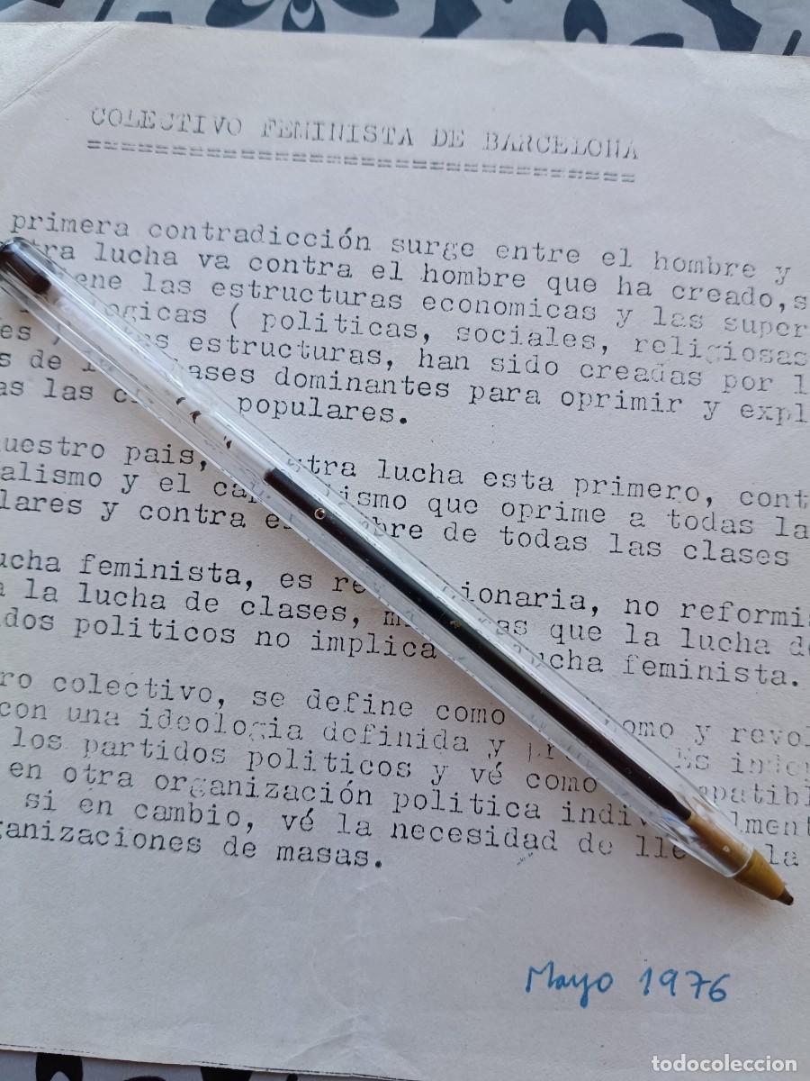 Coleccionismo de revistas y peri&oacute;dicos: PANFLETO DEL COLECTIVO FEMINISTA DE BARCELONA (MAYO 1976) DEFINI&Eacute;NDOSE COMO AUT&Oacute;NOMO Y REVOLUCIONARI