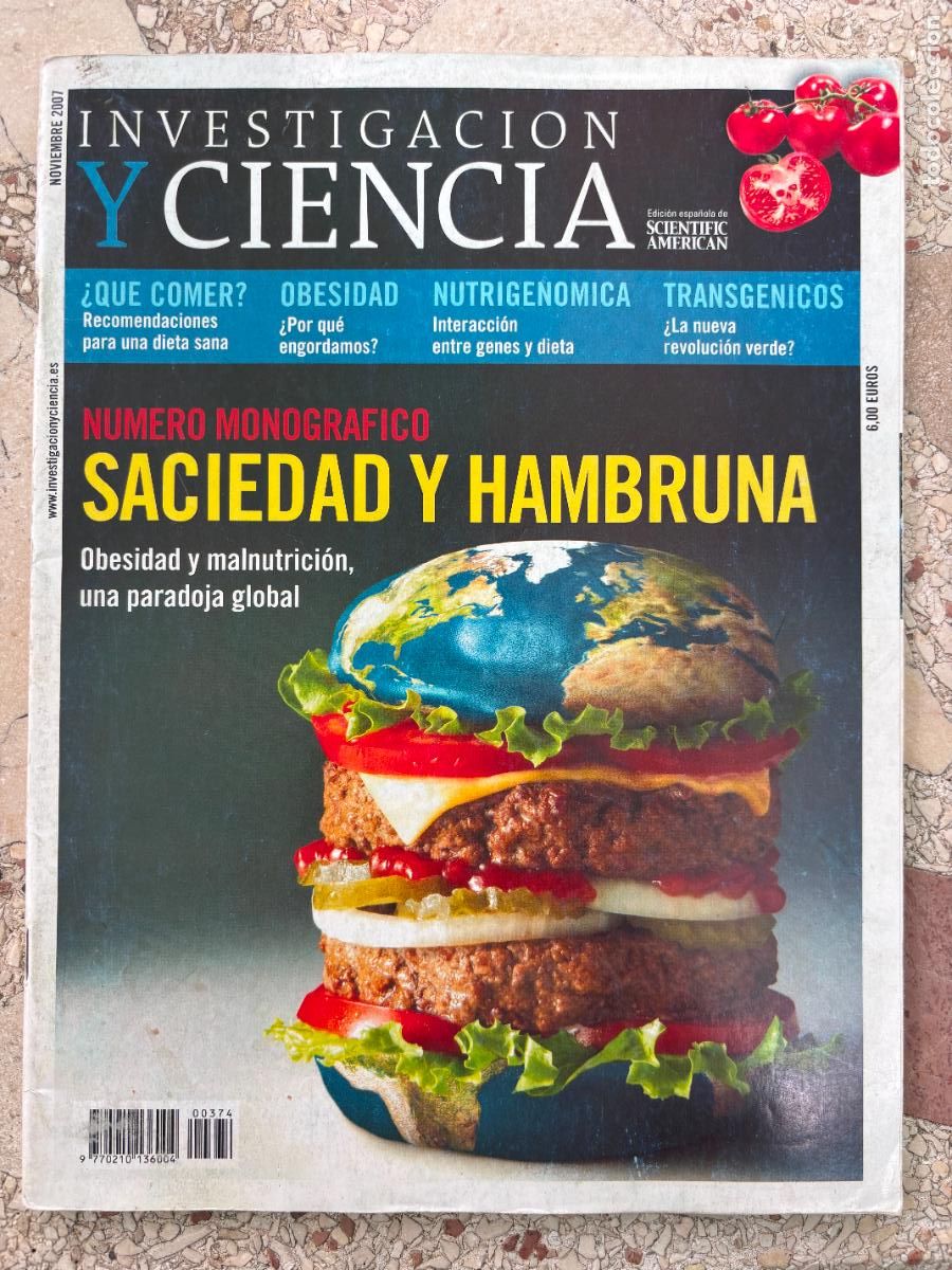 Coleccionismo de revistas y peri&oacute;dicos: INVESTIGACI&Oacute;N Y CIENCIA N&ordm; 374 A&Ntilde;O 2007. SACIEDAD Y HAMBRUNA. NUTRIGENOMICA. TRANSG&Eacute;NICOS. OBESIDAD.