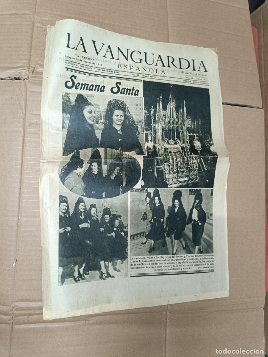 Coleccionismo de revistas y peri&oacute;dicos: ANTIGUO DIARIO DE 23 MARZO 1940, LA VANGUARDIA, SEMANA SANTA, POSGUERRA -L5
