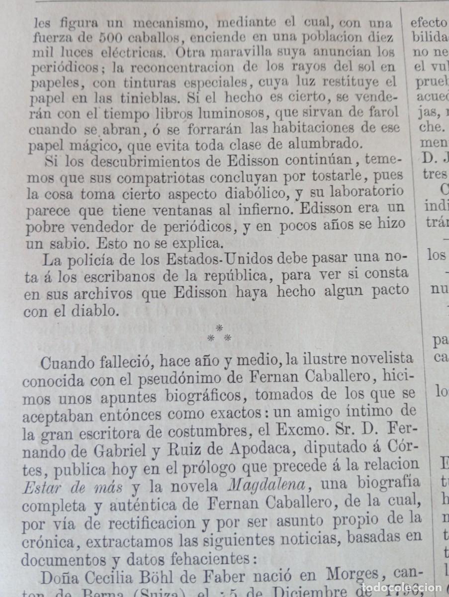 Collectionnisme de Revues et Journaux: REVISTA ENTERA A&Ntilde;O 1878 THOMAS EDISON COSME CHURRUCA TRAFALGAR LARRA DE ANTEZANA LA SEQUIA SALAMANCA