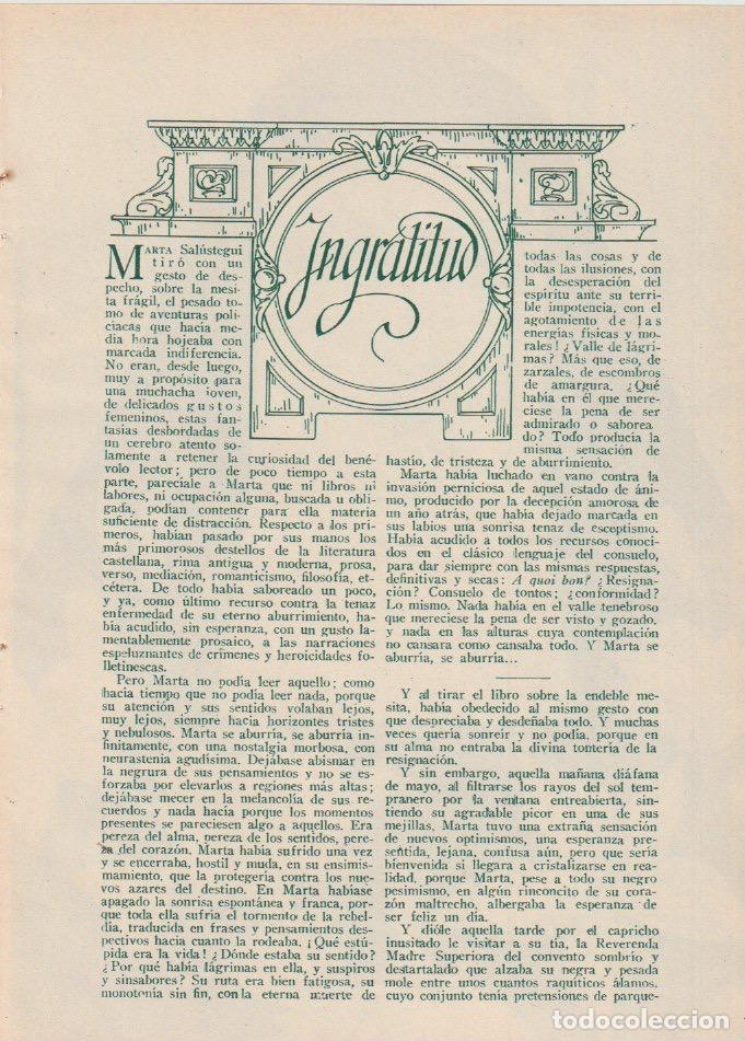 Coleccionismo de revistas y peri&oacute;dicos: Ingratitud / Elizabeth Bilbao Langridge; dibujo de Baldrich - 1935