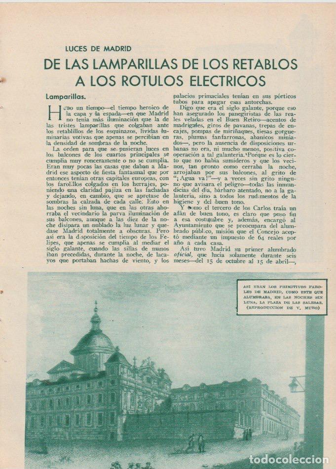 Coleccionismo de revistas y peri&oacute;dicos: * MADRID * ALUMBRADO * Luces de Madrid: de las lamparillas... / Fernado Castan Palo - 1935