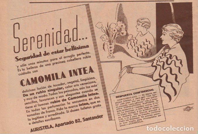 Coleccionismo de revistas y peri&oacute;dicos: Publicidad cosm&eacute;tica: Camomila Intea - 1935