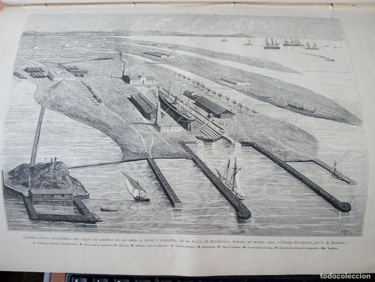 Collectionnisme de Revues et Journaux: REVISTA ENTERA A&Ntilde;O 1878 CARRERA DE CABALLOS HIPODROMO DE MADRID PUERTO SALINAS DE CADIZ