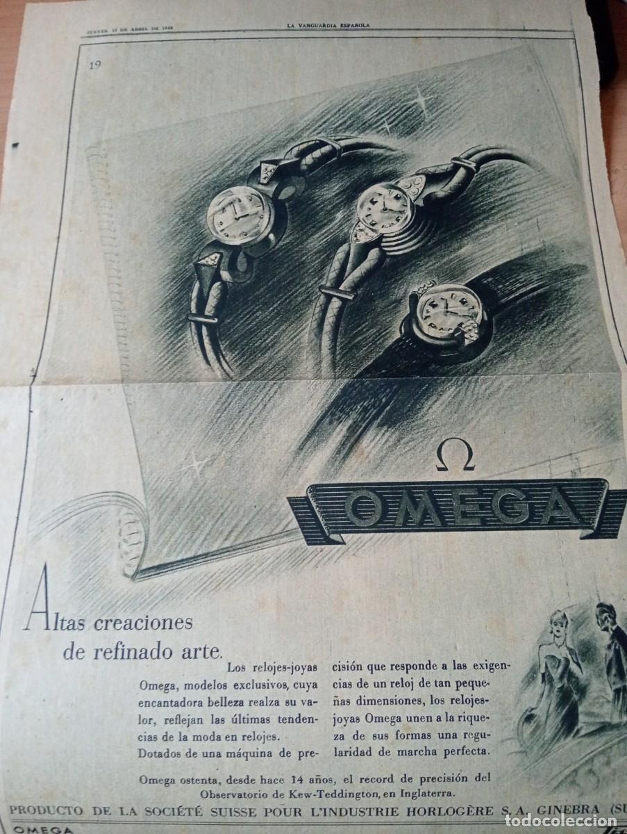 Coleccionismo de revistas y peri&oacute;dicos: RECORTE DE PRENSA A&Ntilde;O 1948 RELOJ RELOJES OMEGA TISSOT PAGINA ENTERA MUY DECORATIVA