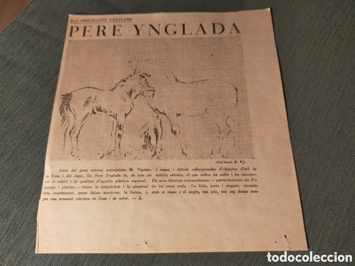 Coleccionismo de revistas y peri&oacute;dicos: Recorte peri&oacute;dico PERE YNGLADA