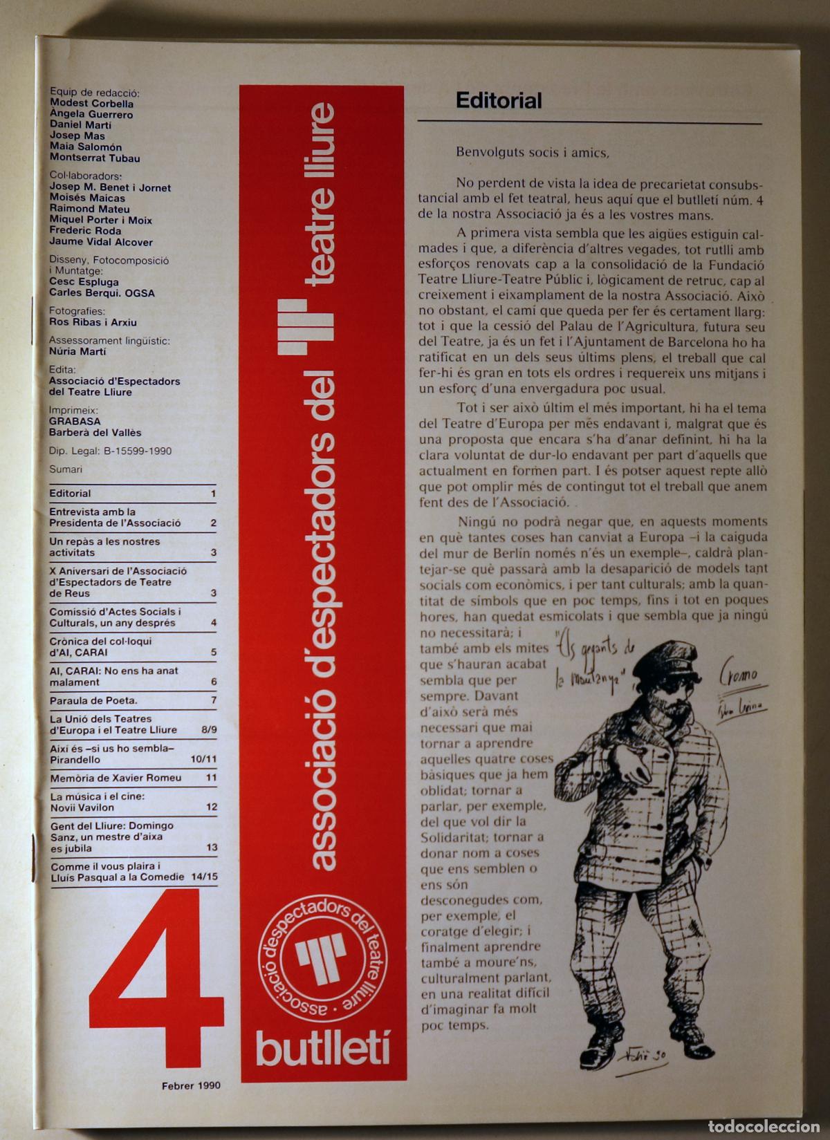 Collection Magazines and Newspapers: (Benet i Jornet - Roda, Frederic etc) - BUTLLET&Iacute; DE L'ASSOCIACI&Oacute; D'ESPECTADORS DEL TEATRE LLIURE N&ordm;