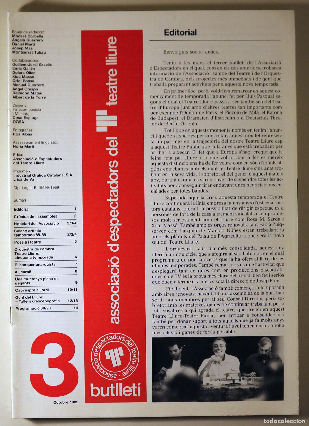 Collection Magazines and Newspapers: (Graells, Guillem-Jordi - Gall&eacute;n, Enric etc) - BUTLLET&Iacute; DE L'ASSOCIACI&Oacute; D'ESPECTADORS DEL TEATRE LLI