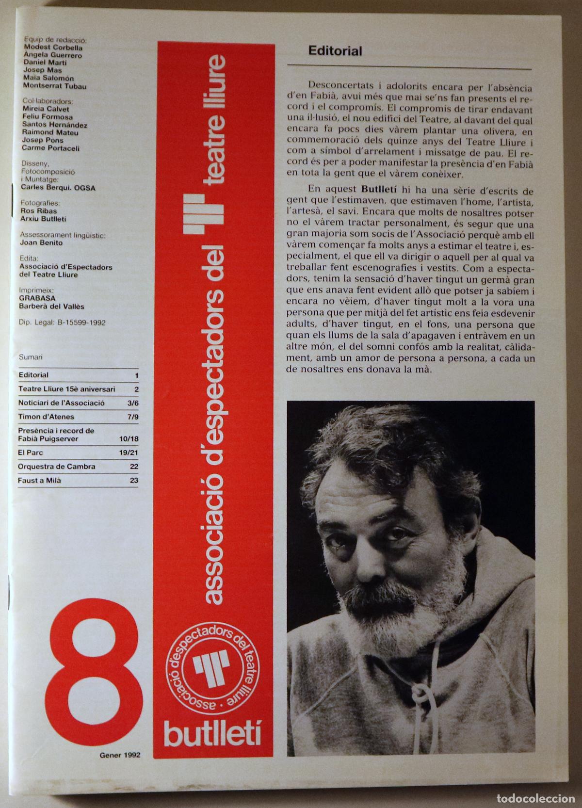 Collection Magazines and Newspapers: (Homar, Llu&iacute;s - Clot, Xavi - Portaceli, Carme etc) - BUTLLET&Iacute; DE L'ASSOCIACI&Oacute; D'ESPECTADORS DEL TEAT