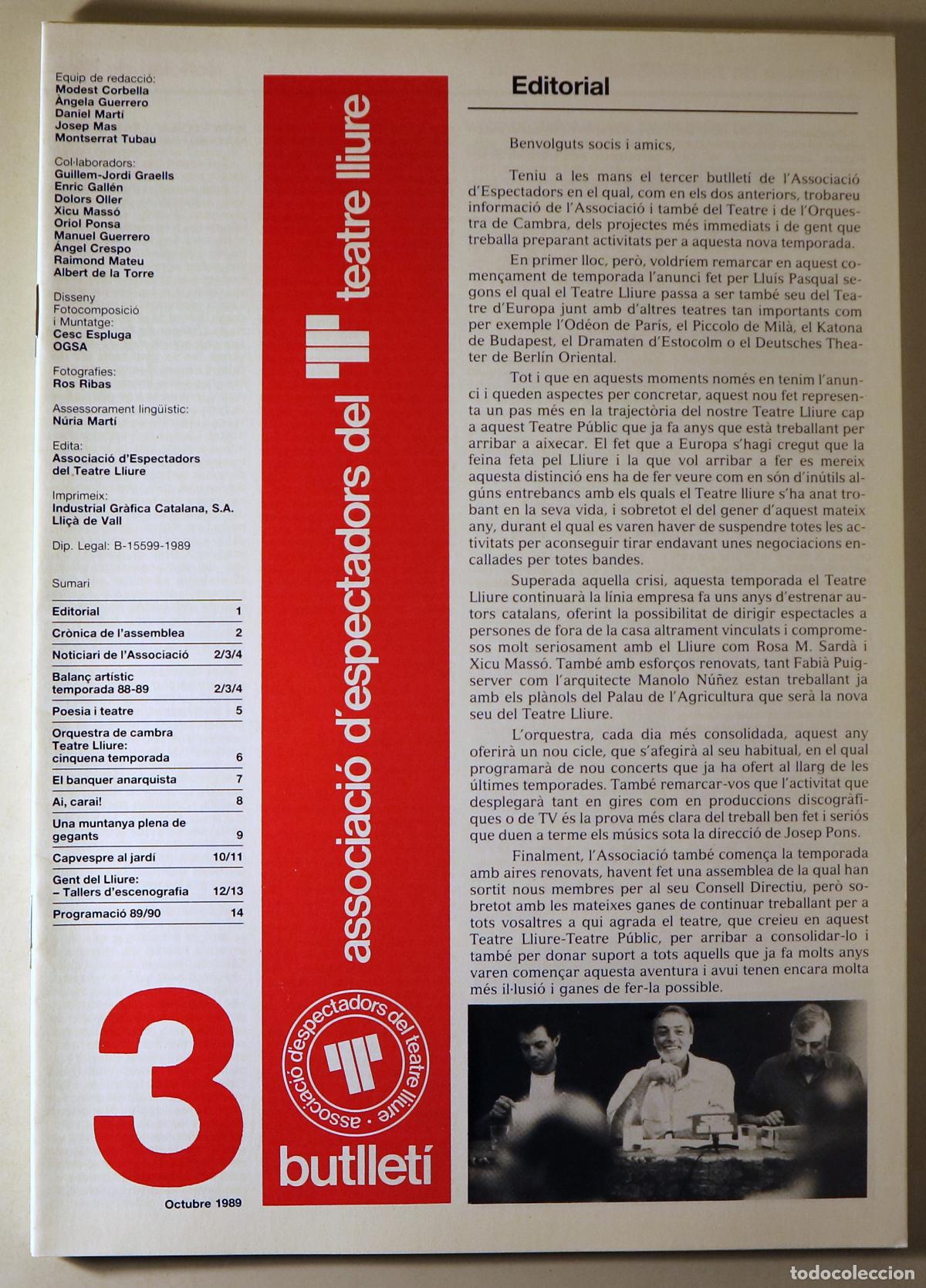 Collection Magazines and Newspapers: (Graells, Guillem-Jordi - Gall&eacute;n, Enric etc) - BUTLLET&Iacute; DE L'ASSOCIACI&Oacute; D'ESPECTADORS DEL TEATRE LLI