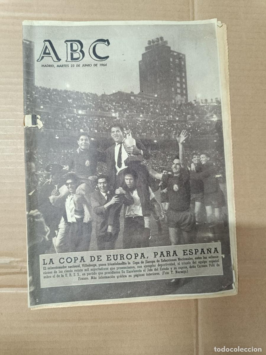 Collectionnisme de Revues et Journaux: ANTIGUO DIARIO ABC, ESPA&Ntilde;A CAMPEONA COPA EUROPA 1964 CONTRA URSS UNION SOVIETICA RUSIA COMUNISTA P24