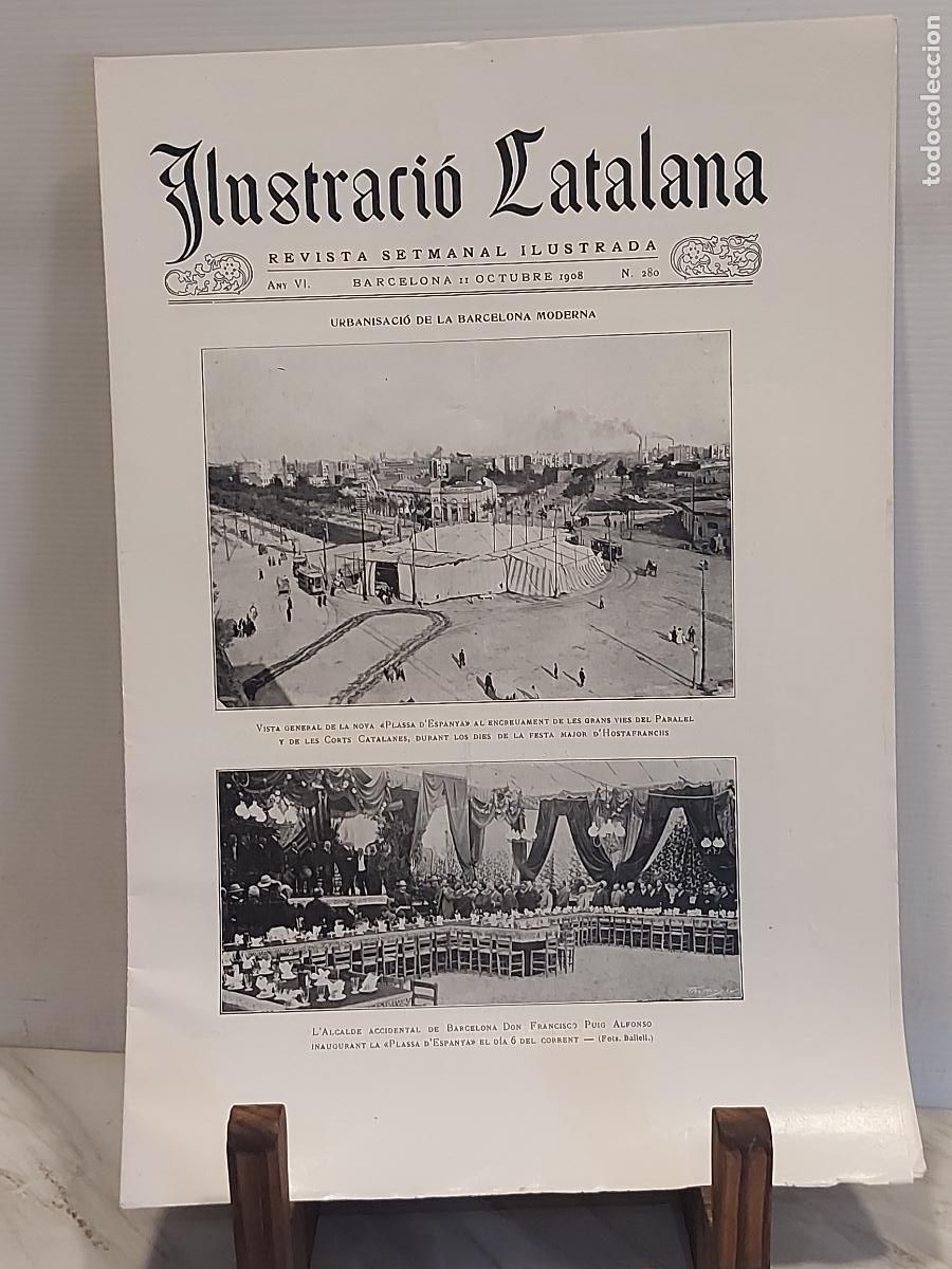 Coleccionismo de revistas y peri&oacute;dicos: 1908 | ILUSTRACI&Oacute; CATALANA N.&ordm; 280 | BARCELONA MODERNA | PLA&Ccedil;A D&rsquo;ESPANYA | AVIACI&Oacute;N