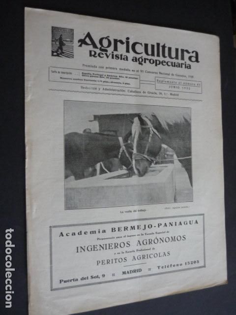 Coleccionismo de revistas y peri&oacute;dicos: AGRICULTURA REVISTA AGROPECUARIA N&ordm; 42 SUPLEMENTO JUNIO 1932