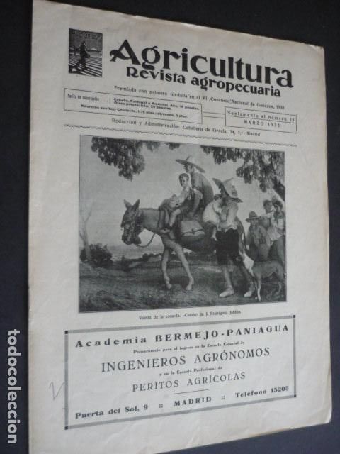 Coleccionismo de revistas y peri&oacute;dicos: AGRICULTURA REVISTA AGROPECUARIA N&ordm; 39 SUPLEMENTO MARZO 1932
