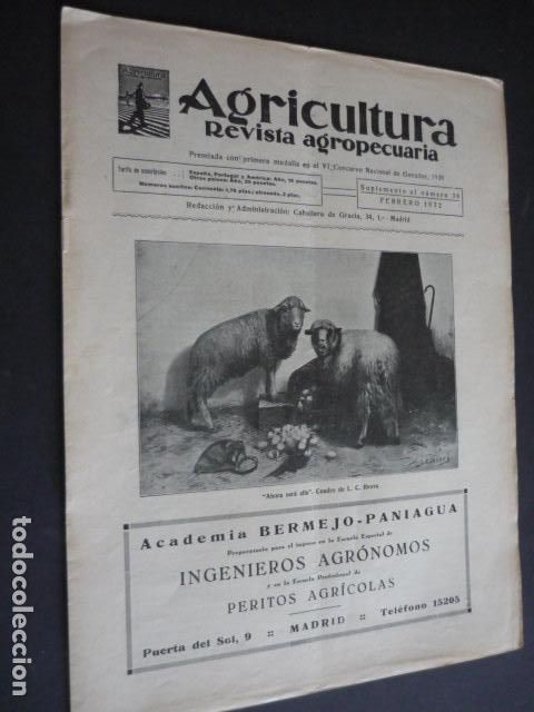 Coleccionismo de revistas y peri&oacute;dicos: AGRICULTURA REVISTA AGROPECUARIA N&ordm; 38 SUPLEMENTO FEBRERO 1932