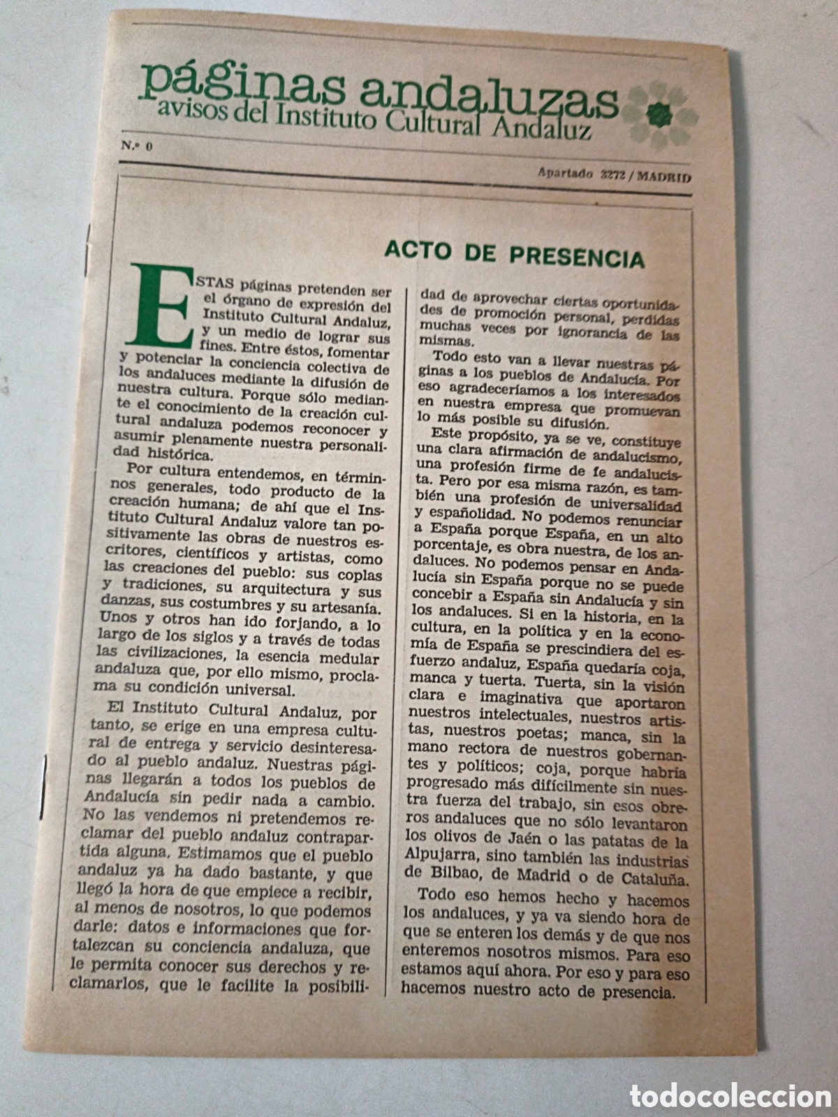 Collection Magazines and Newspapers: Paginas andaluzas. N&uacute;mero 0