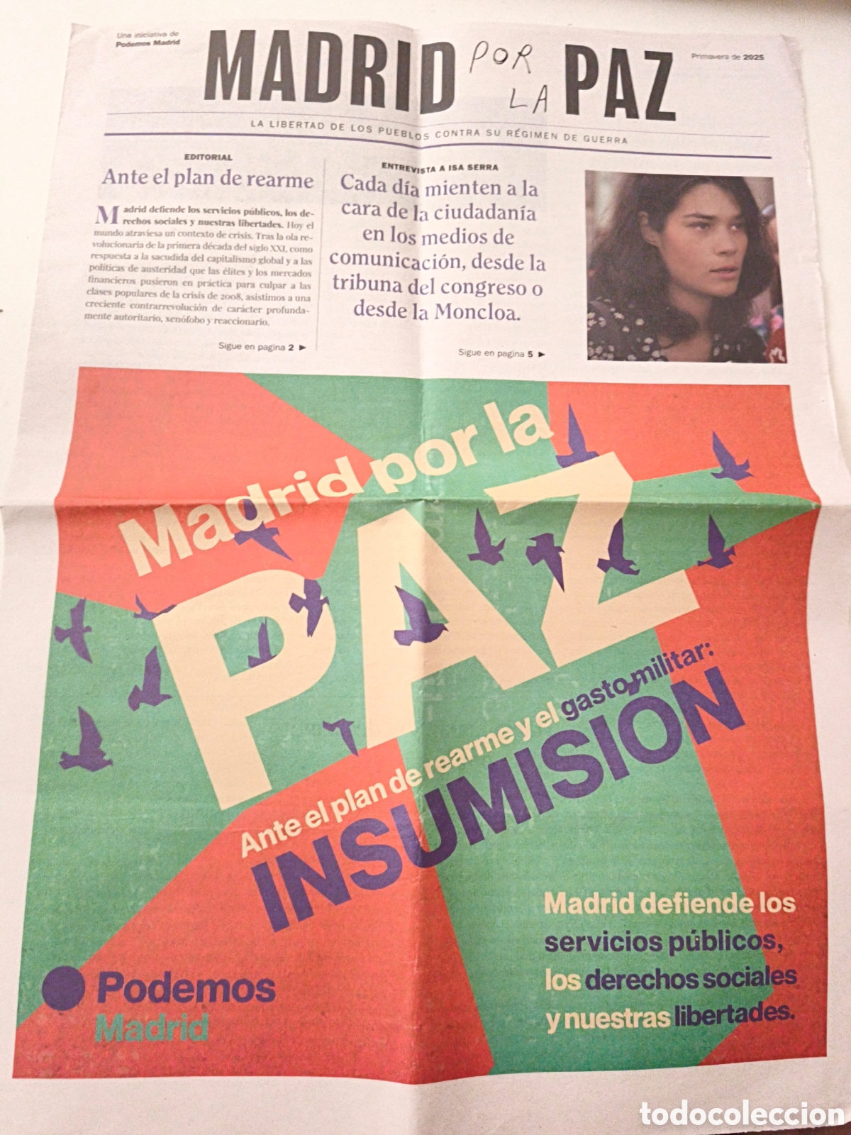 Collezionismo di Riviste e Giornali: Peri&oacute;dico Madrid por la Paz. Primavera 2025.