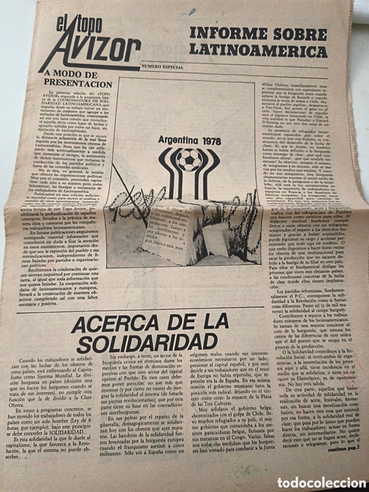 Sammeln von Zeitschriften und Zeitungen: Peri&oacute;dico El Topo Avizor. N&uacute;mero especial.