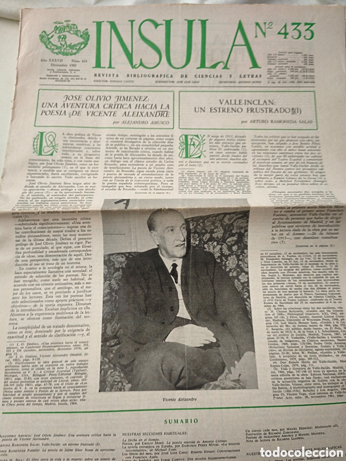Sammeln von Zeitschriften und Zeitungen: Peninsula &Iacute;nsula. N&uacute;mero 433. 1982.