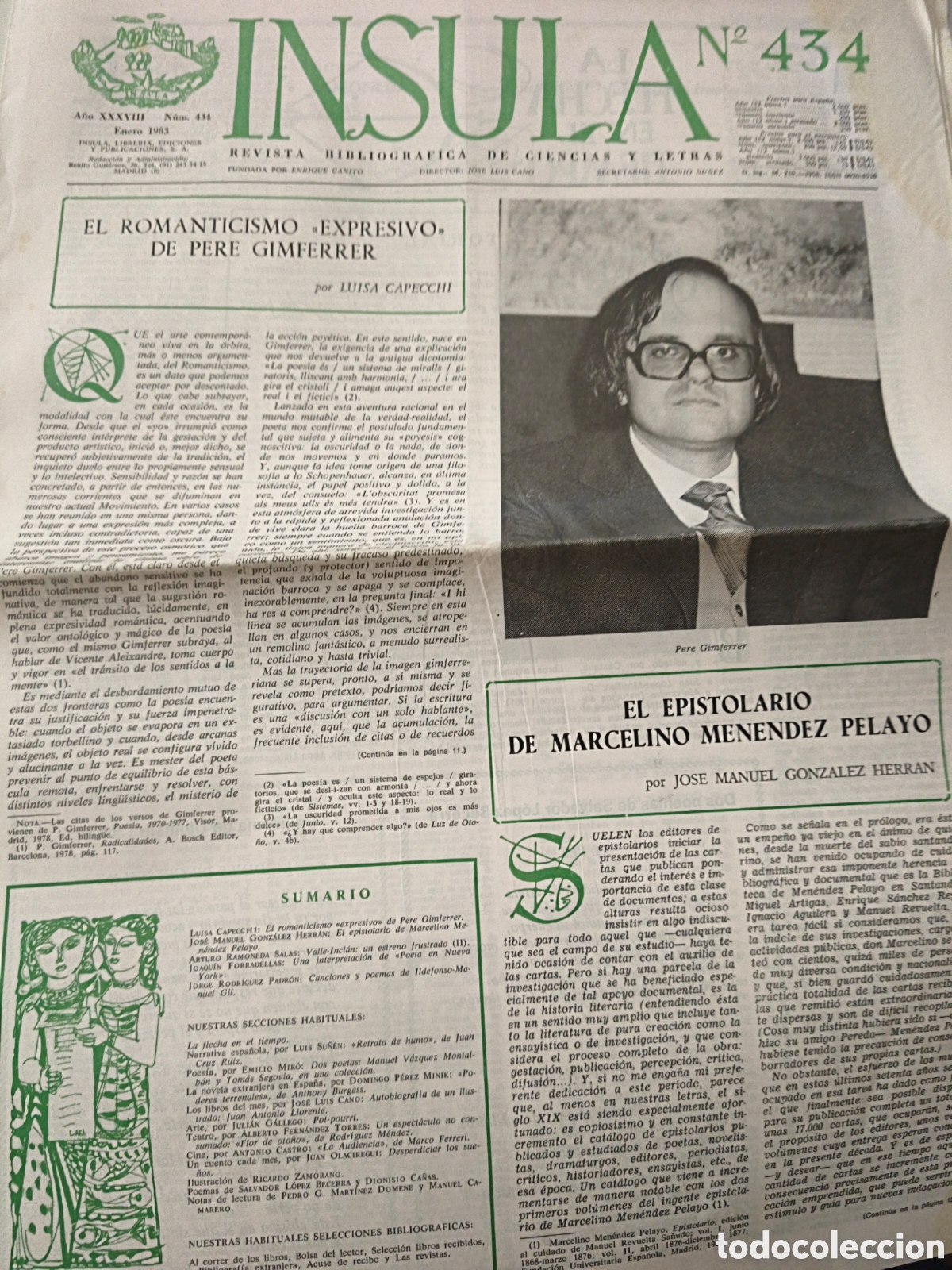 Sammeln von Zeitschriften und Zeitungen: Peri&oacute;dico &Iacute;nsula. N&uacute;mero 434. 1983.