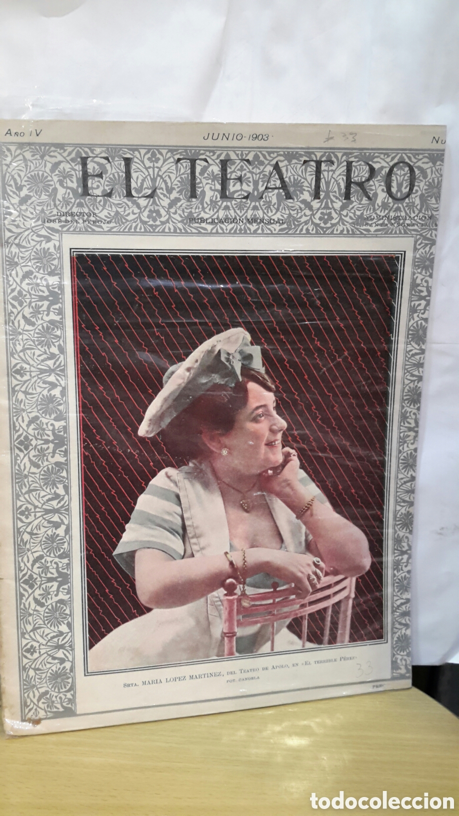 Coleccionismo de revistas y peri&oacute;dicos: El Teatro, A&ntilde;o IV, N&uacute;m. 32. Srta. Mar&iacute;a Lopez Martinez.