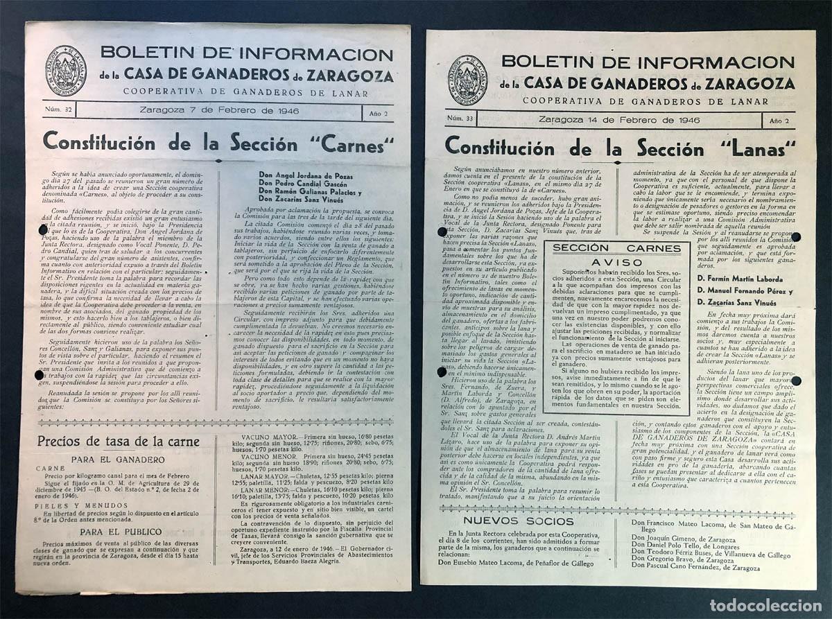 Coleccionismo de revistas y peri&oacute;dicos: CASA DE GANADEROS DE ZARAGOZA 1946 ( COOPERATIVA LANAR ) BOLET&Iacute;N INFORMACI&Oacute;N / SECCI&Oacute;N CARNES Y LANA