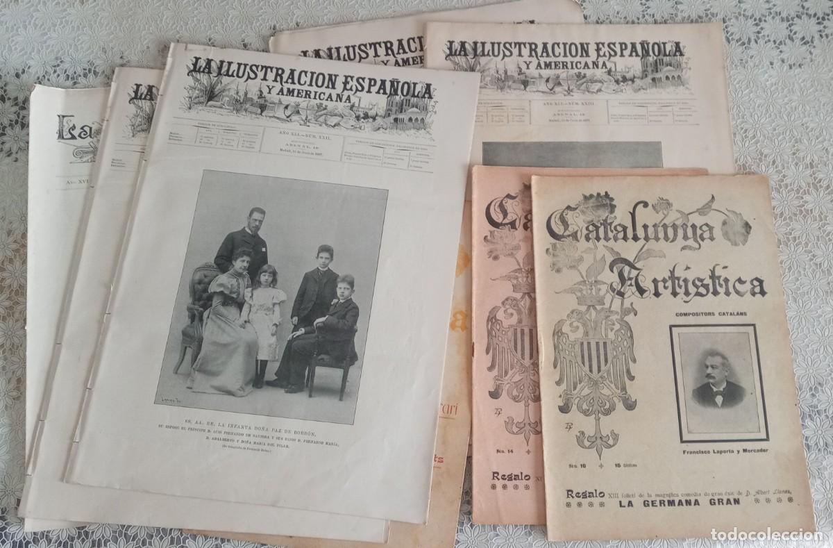 Coleccionismo de revistas y peri&oacute;dicos: lote de muy antiguas 8 revistas Catalunya Art&iacute;stica y La Ilustraci&oacute;n espa&ntilde;ola y americana