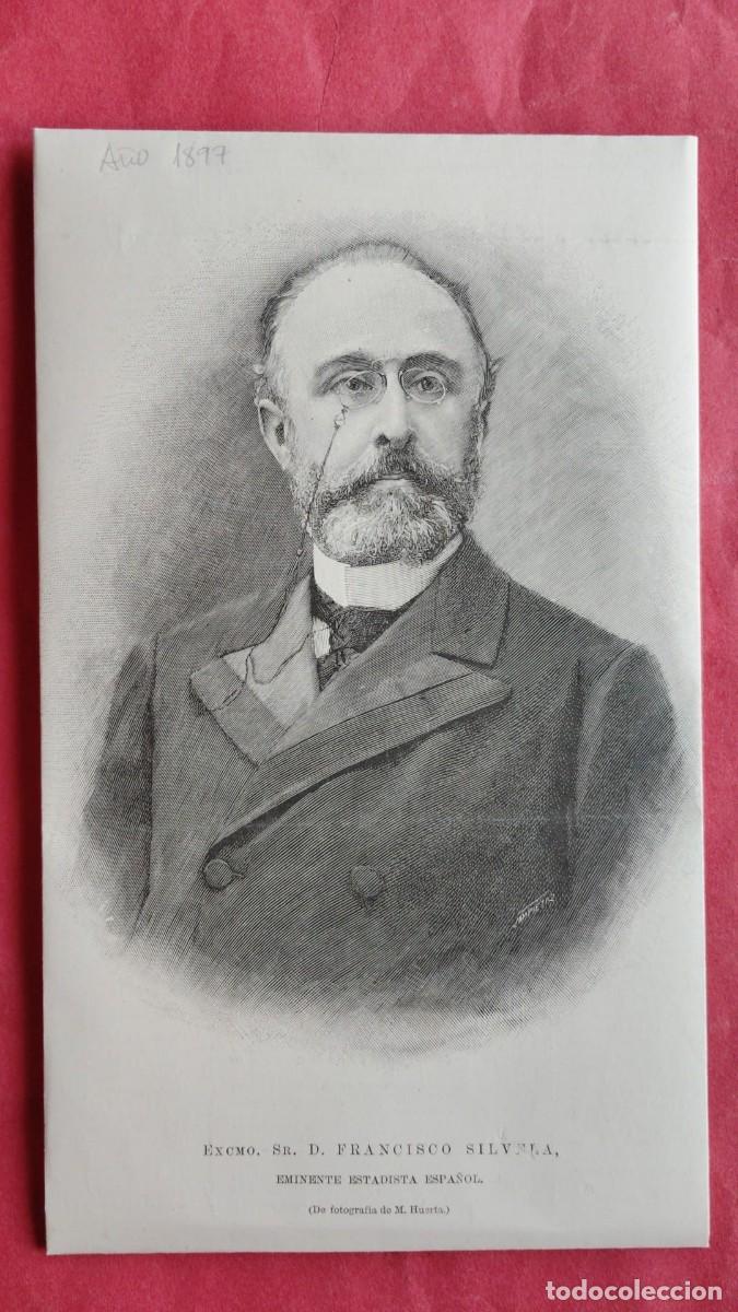 Coleccionismo de revistas y peri&oacute;dicos: FRANCISCO SILVELA.-EMINENTE ESTADISTA ESPA&Ntilde;OL.-M. HUERTA.-FOTOGRAFO.-LA ILUSTRACION.-A&Ntilde;O 1897.