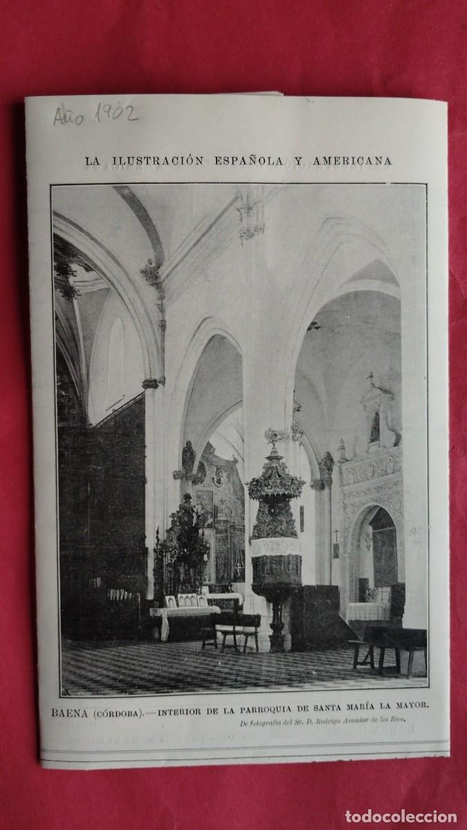 Coleccionismo de revistas y peri&oacute;dicos: BAEZA.-CORDOBA.-INTERIOR PARROQUIA SANTA MARIA LA MAYOR.-RODRIGO AMADOR.-LA ILUSTRACION.-A&Ntilde;O 1901.