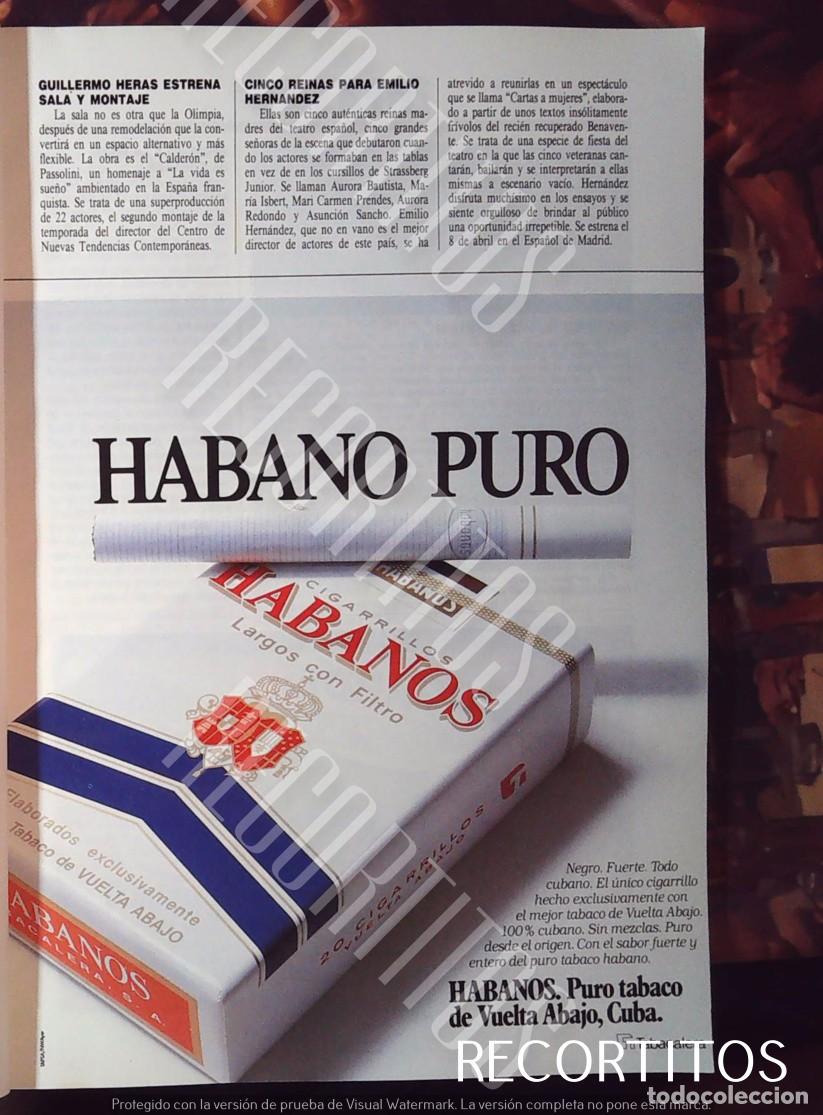 Coleccionismo de revistas y peri&oacute;dicos: HABANO PURO HABANOS CIGARROS ANUNCIO PUBLICIDAD